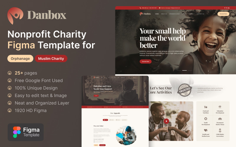 Danbox - Modèle Figma d'orphelinat et de charité musulmane