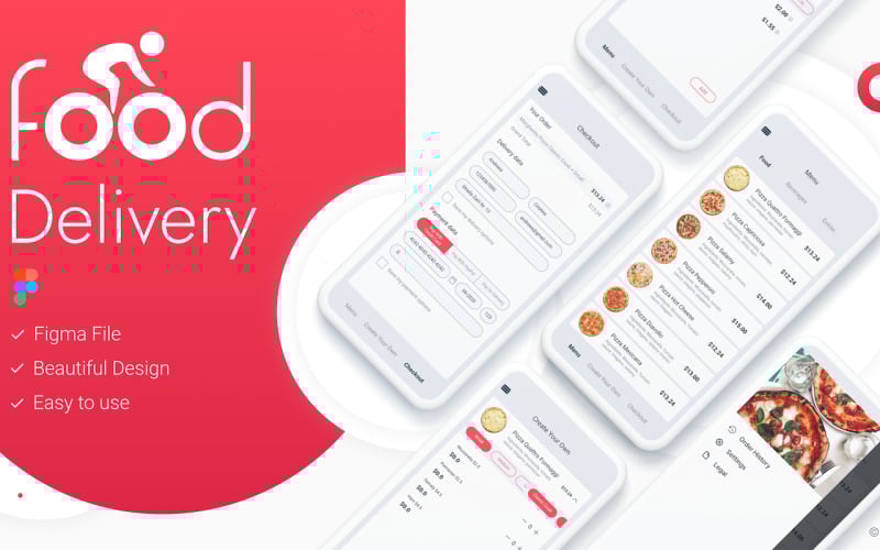 FoodDelivery - Комплект пользовательского интерфейса мобильного приложения Figma