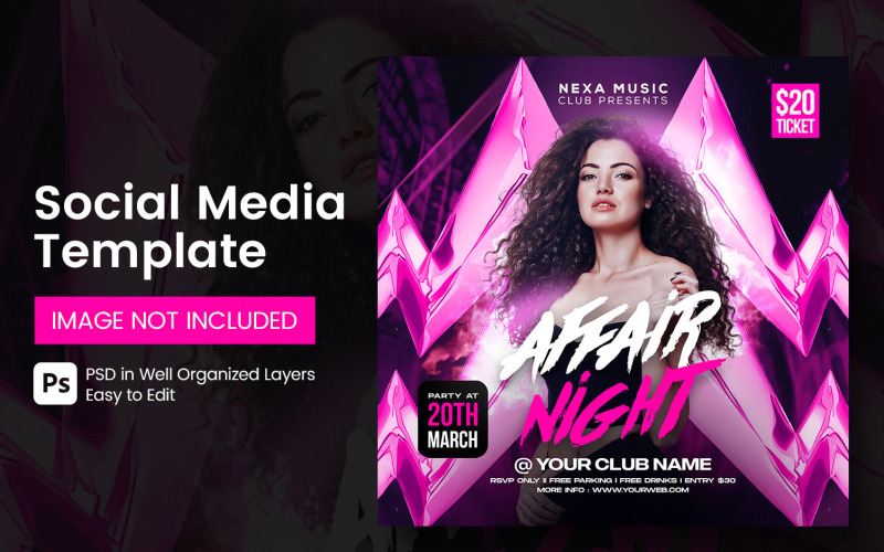 Modèle de médias sociaux de soirée Club Dj