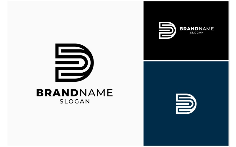 Första bokstaven D Monogram Logotyp