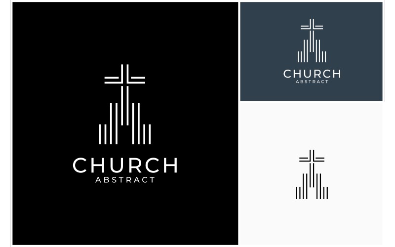 Logo abstrait de croix de chapelle d'église
