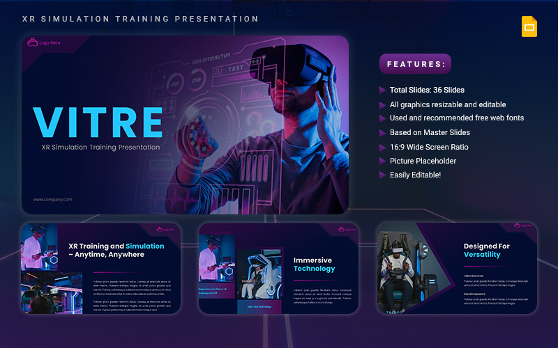 Vitre – шаблон Google Slides Training XR Simulation