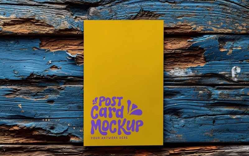 Carte Mockup Paper flatlay Sur le bois rustique 104