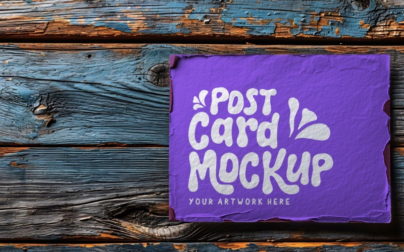 Carte Mockup Paper flatlay Sur le bois rustique 107