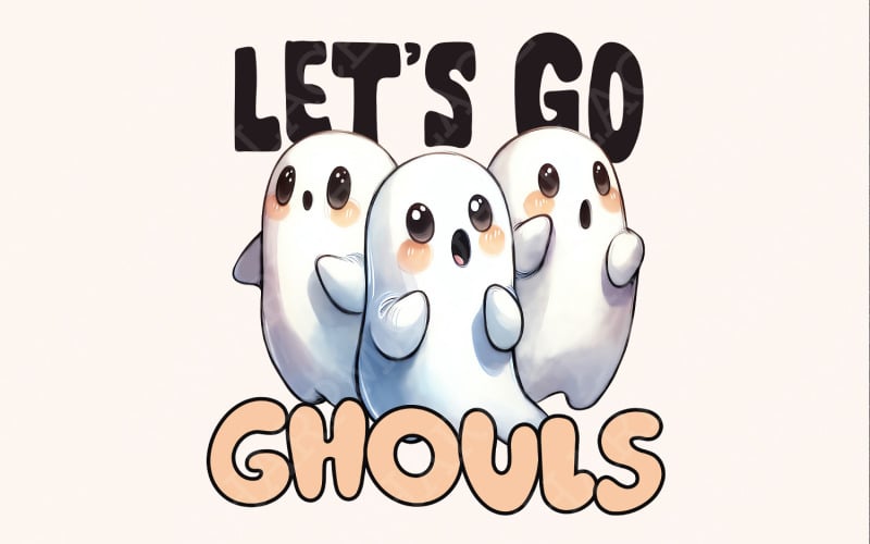 Cute Halloween png, Let's Go Ghouls png, Spooky png Cute, Funny Ghost ...