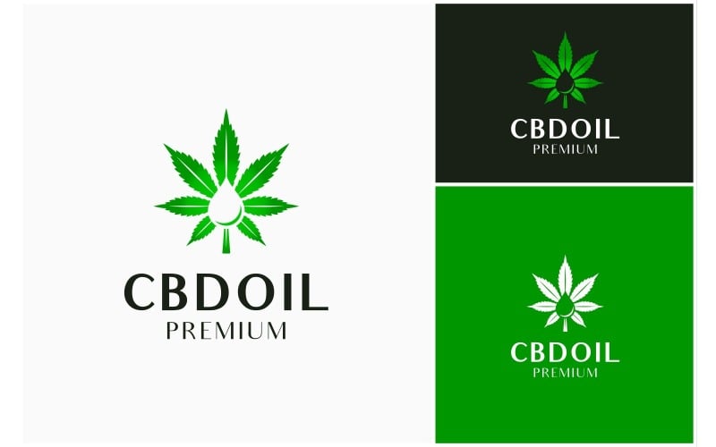 Logotipo esencial de cannabis con aceite de CBD