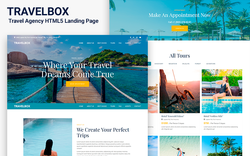Travelbox – цільова сторінка туристичного агентства HTML5
