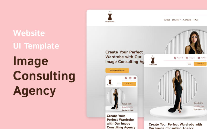 GlamGuide — Šablona uživatelského rozhraní webových stránek agentury Image Consulting