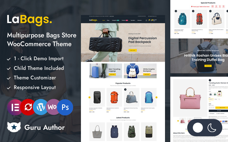 Labags - магазин багатоцільових сумок Elementor Адаптивна тема WooCommerce