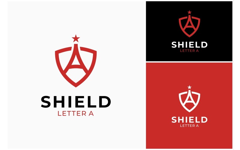 Logotipo del escudo de armadura de la letra A