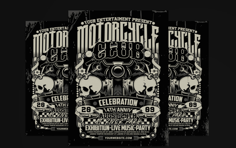 Modèle d'Affiche de flyer d'événement de club de moto