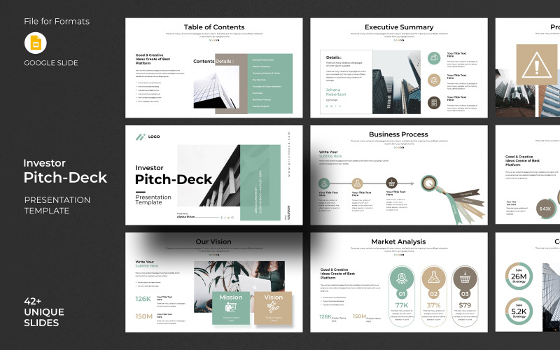 Modello di diapositiva Google Pitch-Deck per investitori