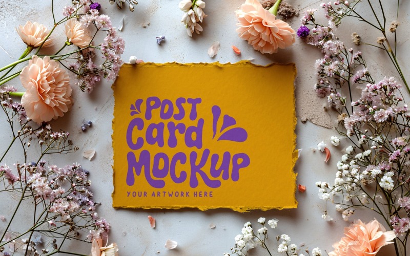 Открытка Mockup Flatlay designe с сухоцветом 268