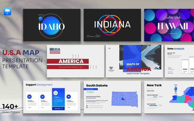 Modello Keynote di tutte le mappe degli Stati Uniti d'America