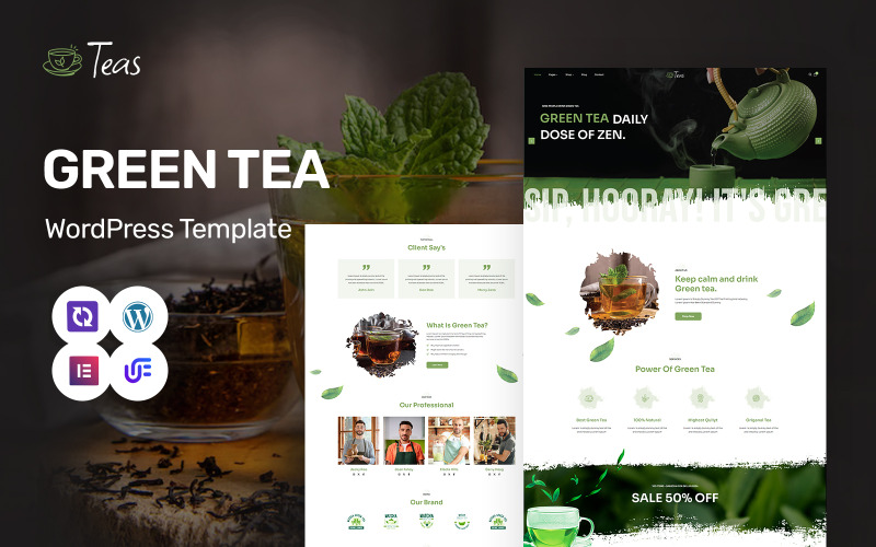 Zöld tea – Organikus tea és zöld tea WordPress Elementor téma