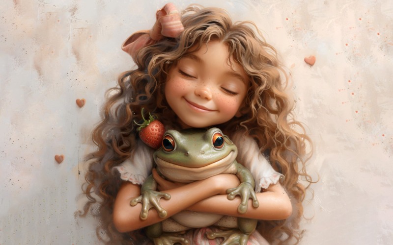 Girl Hugging with Frog 89