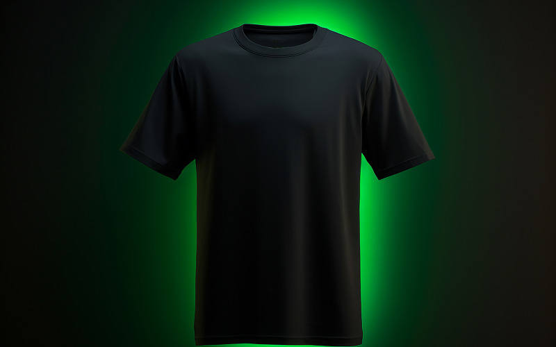 Blank t-shirt on the neon light_black t-shirt on the neon