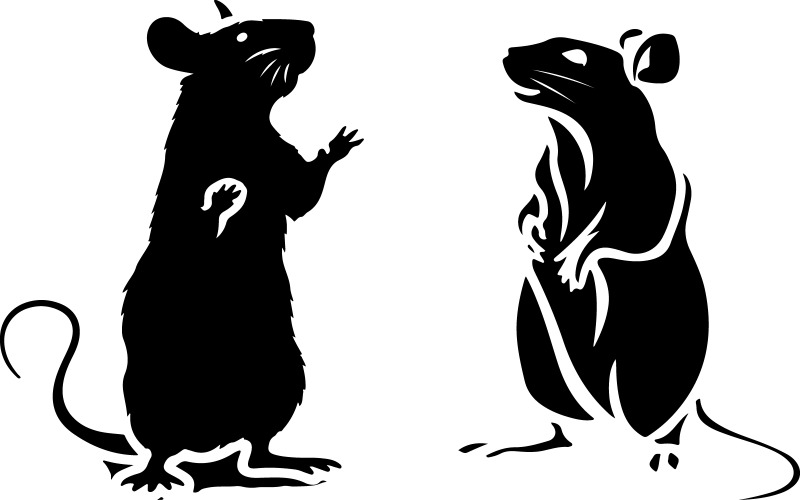 Illustration d'art vectoriel de deux silhouettes de rat