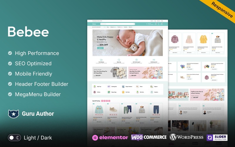 Bebee - Baby-/Kleinkindmodegeschäft und Spielzeug Elementor WooCommerce Responsive Theme