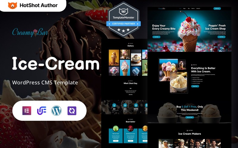 Creamy Bar – Thème WordPress Elementor pour la crème glacée