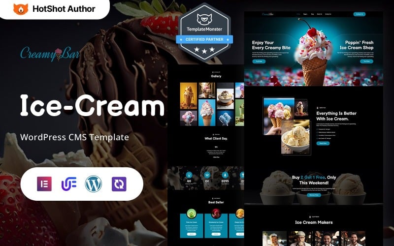 Krémes bár – Ice Cream WordPress Elementor téma