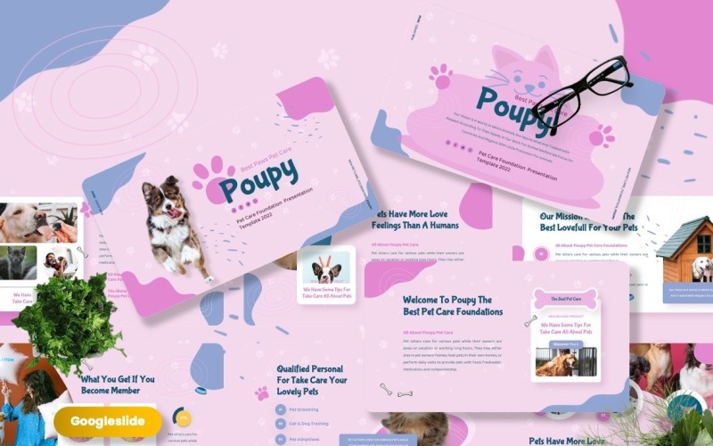 Poupy - Modelos de Googleslide para cuidados com animais de estimação