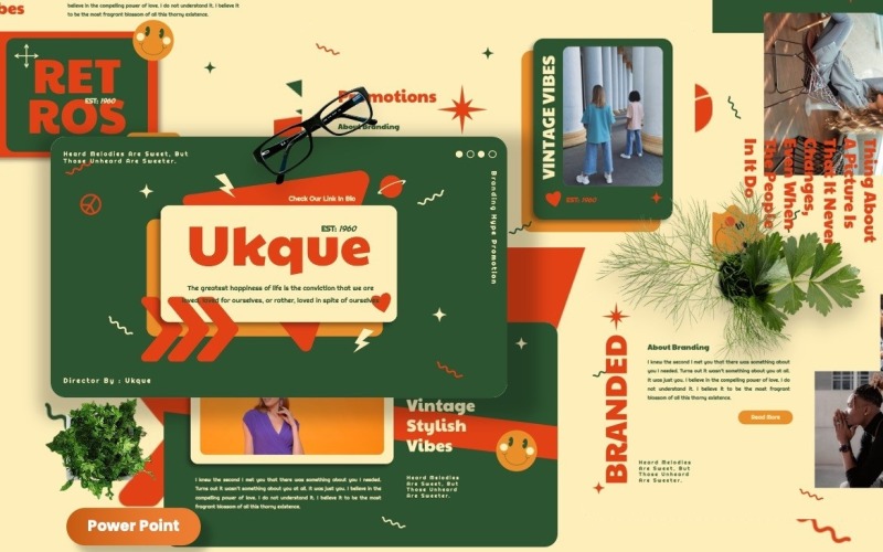 Ukque - modelo de Powerpoint de marca vintage