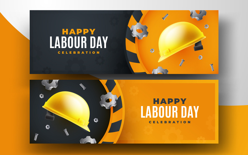Modelli di set di banner per la festa del lavoro dal design piatto