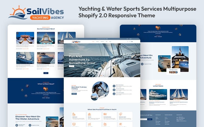 Sailvibes - Послуги для яхтингу та водних видів спорту Багатофункціональна адаптивна тема Shopify 2.0