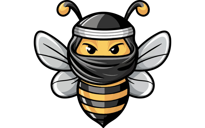 Una ilustración al estilo de un ícono de una linda abeja melífera con rayas doradas y negras.
