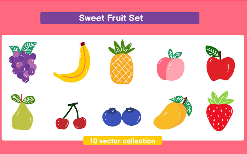 Collection de jeux vectoriels de fruits sucrés