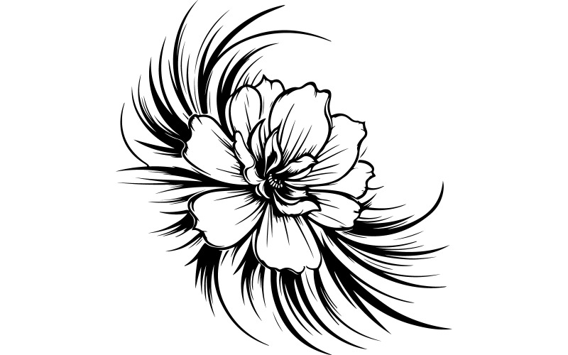 Blumenkunst-Silhouette-Illustrationsvektor png