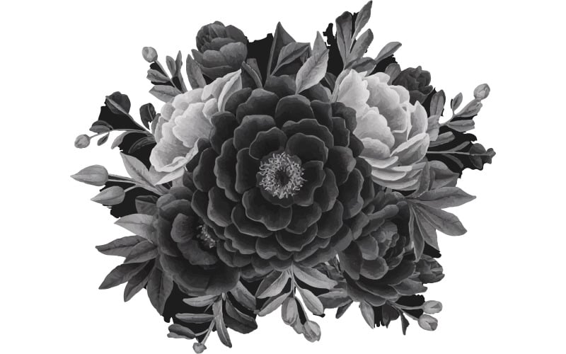 elegant och elegant svart emblem med en enda, stiliserad blomdesign
