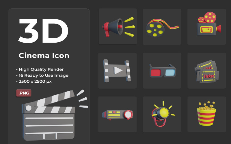 3D кіно набір іконок