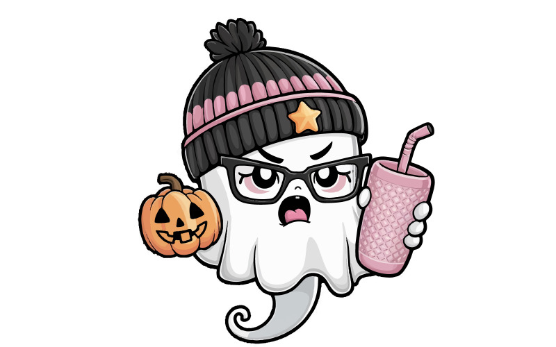 Little-angry-Ghost-silhouet-vetor-kunst-illustratie