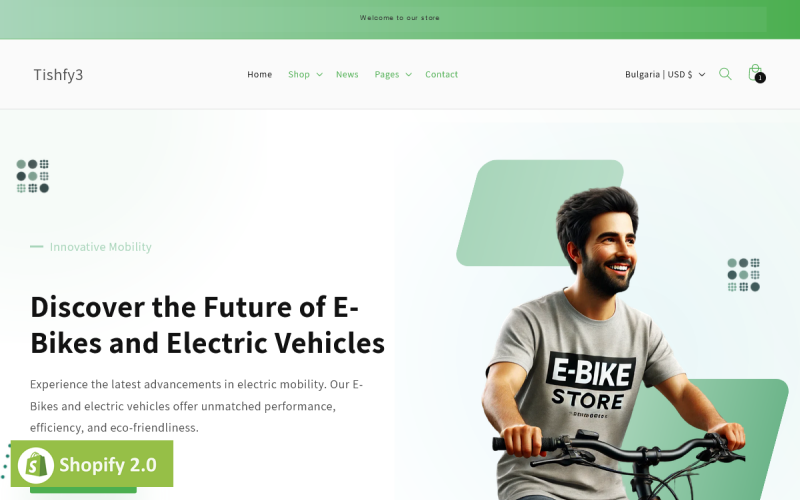 Tishfy3 - E-cyklar och elfordon Shopify 2.0-tema