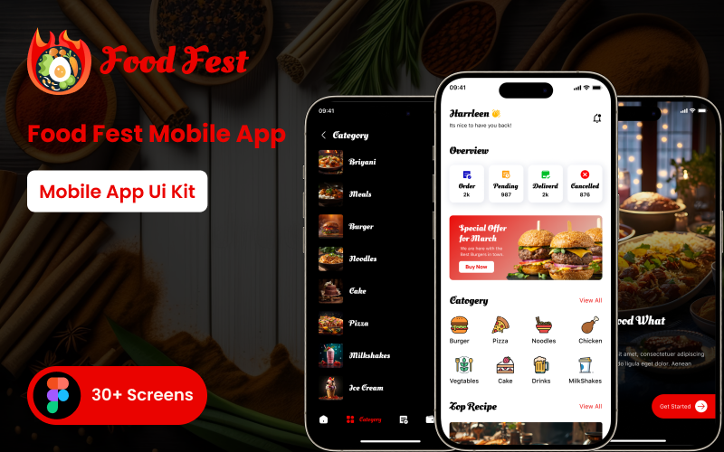 Figma-Vorlage für die Food Fest Admin Mobile App