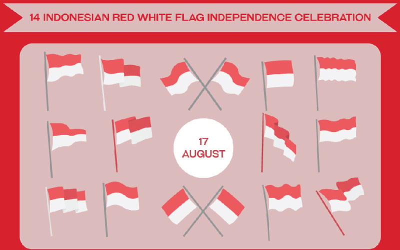 14 Célébration de l'indépendance du drapeau rouge et blanc indonésien