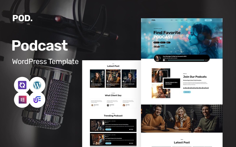 Podwave — uniwersalny motyw WordPress Elementor do podcastów i radia FM