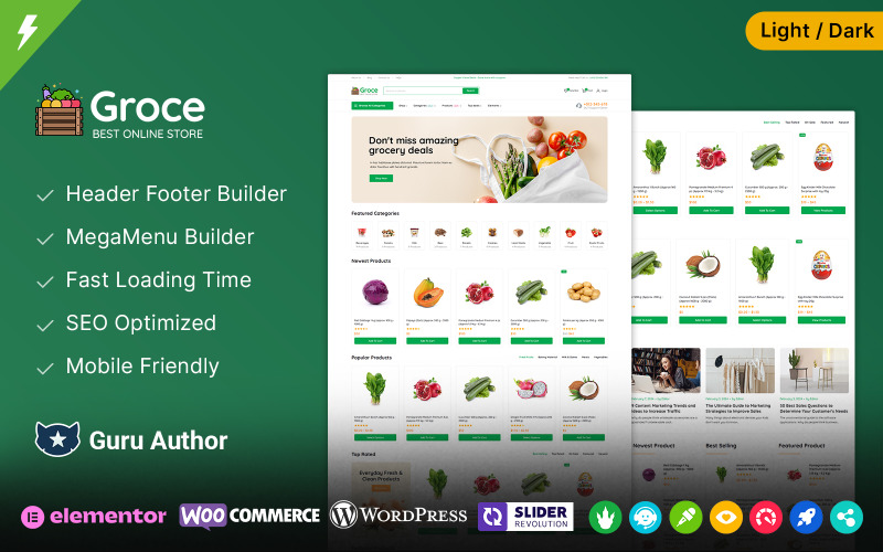 Groce – Бакалія та тема WooCommerce Elementor із фруктами та овочами
