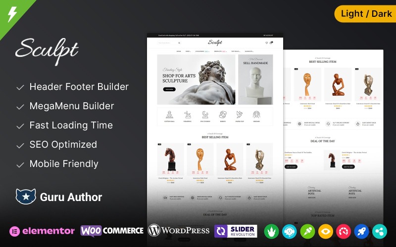 Sculpt - Tema WooCommerce para galería de arte y escultura y museo