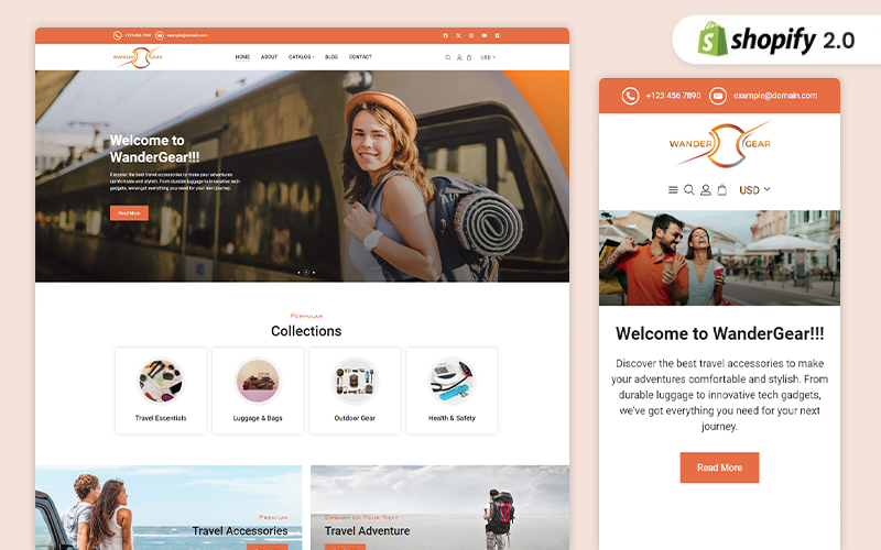 WanderGear – 旅行配件商店 Shopify 主题