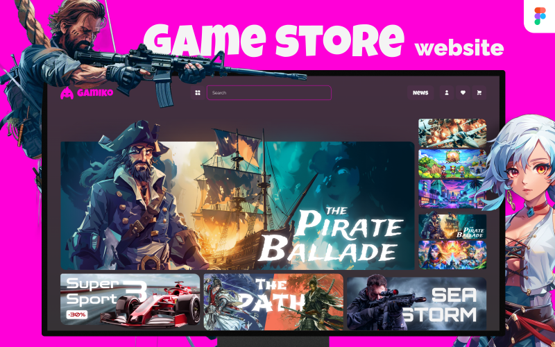Gamiko – UI-Vorlage für Game Store-Website