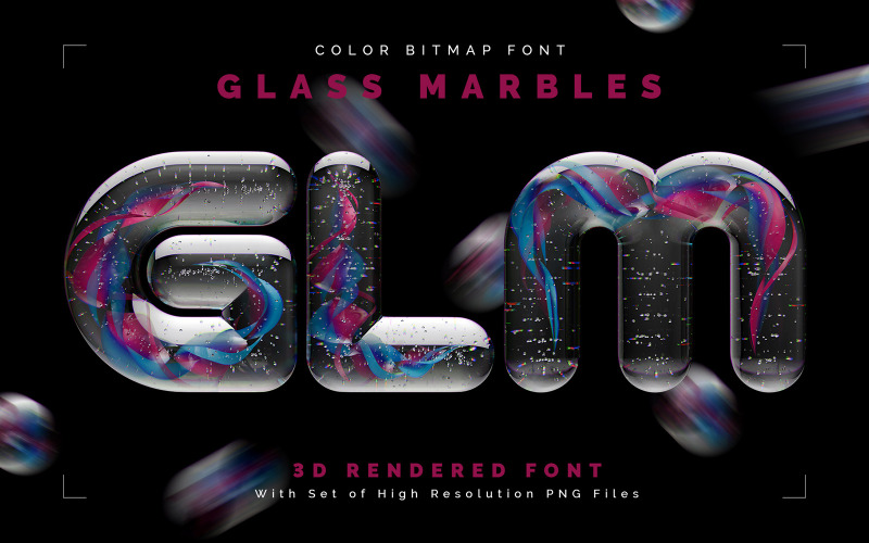 Mármores de vidro — fonte bitmap colorida