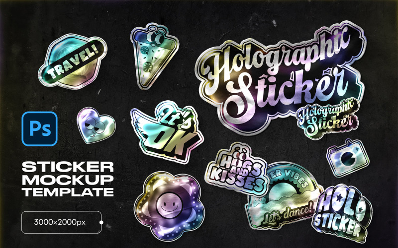 Mockup di Photoshop adesivo olografico