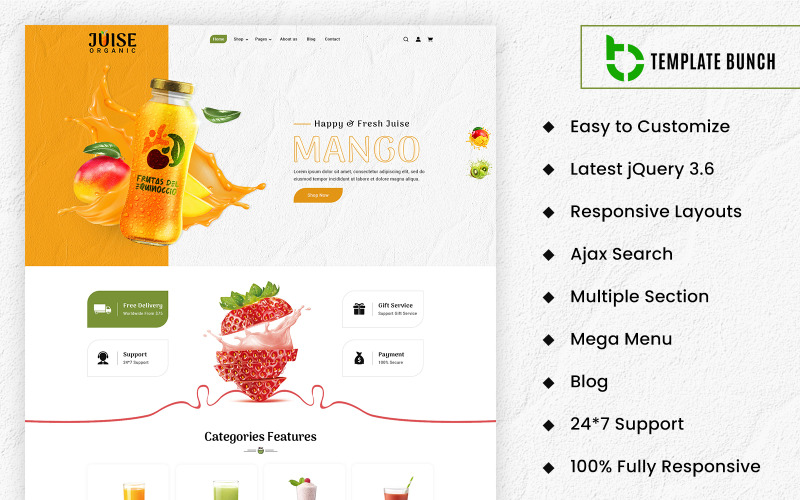 Juise Organic – Tema responsivo multifuncional e profissional do Shopify
