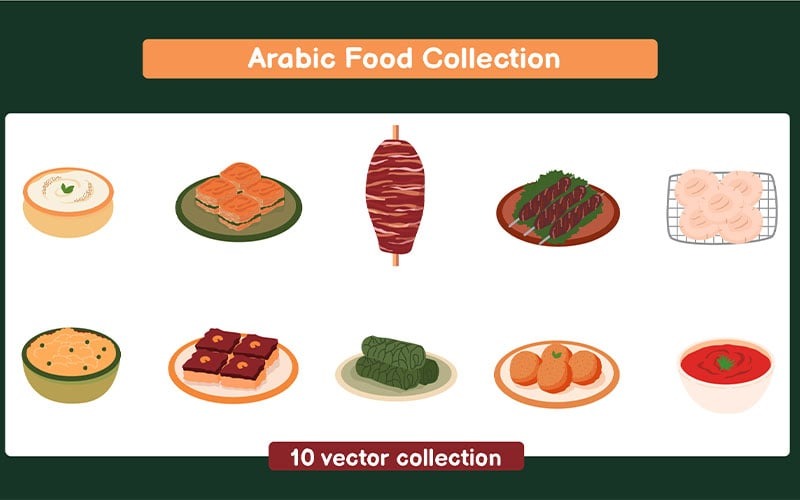 Arabská sada kolekce potravin