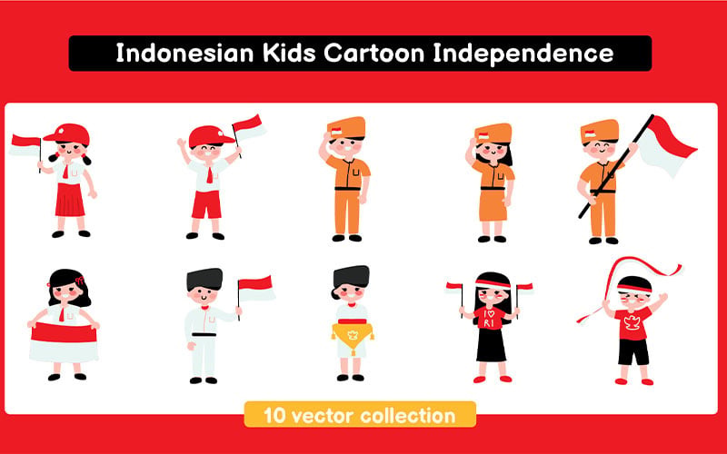 Conjunto de desenho animado infantil indonésio