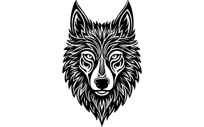 Lion face silhouette vector art illustration