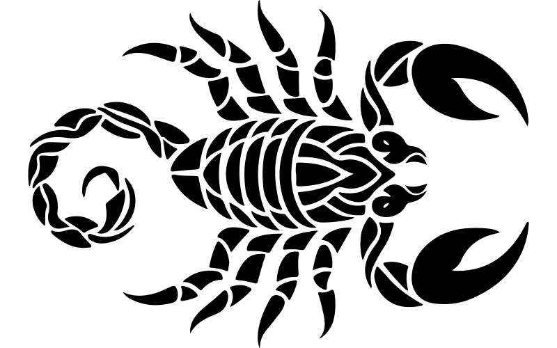 Skorpion-Tattoo-Bild, das eine stilisierte Trib darstellt